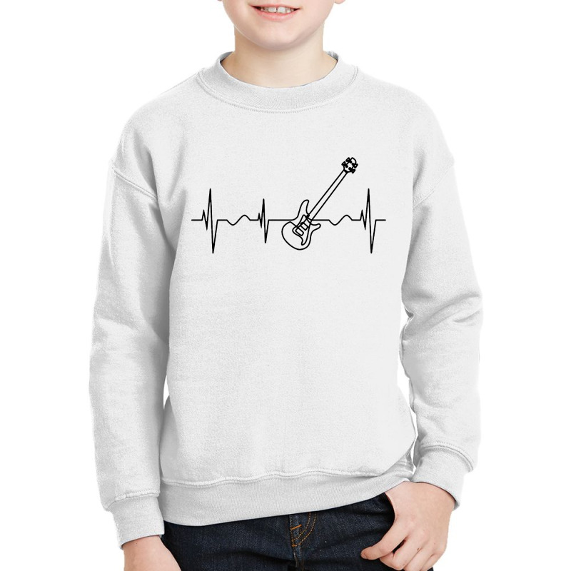 Bass Guitar Heartbeat Youth Sweatshirt by Cole Tees | Artistshot