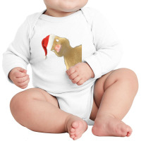 Santa Duck Peeking Or Peking Christmas Duck Pun Chef Giftve Long Sleeve Baby Bodysuit | Artistshot