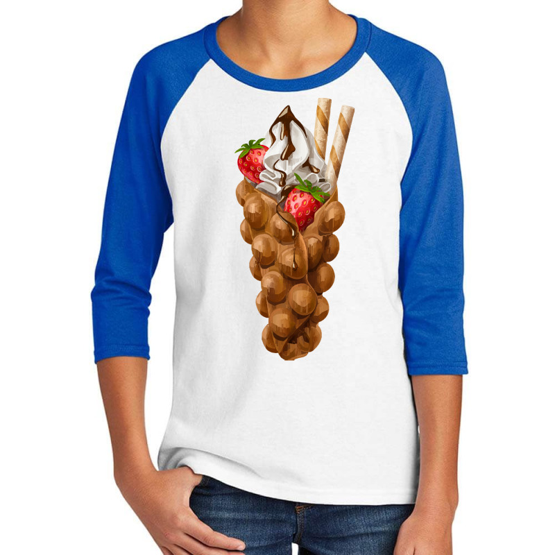 Bubble Waffle Ice Cream T  Shirt Egg Bubble Waffle Vanilla Ice Cream W Youth 3/4 Sleeve by difficultasian | Artistshot