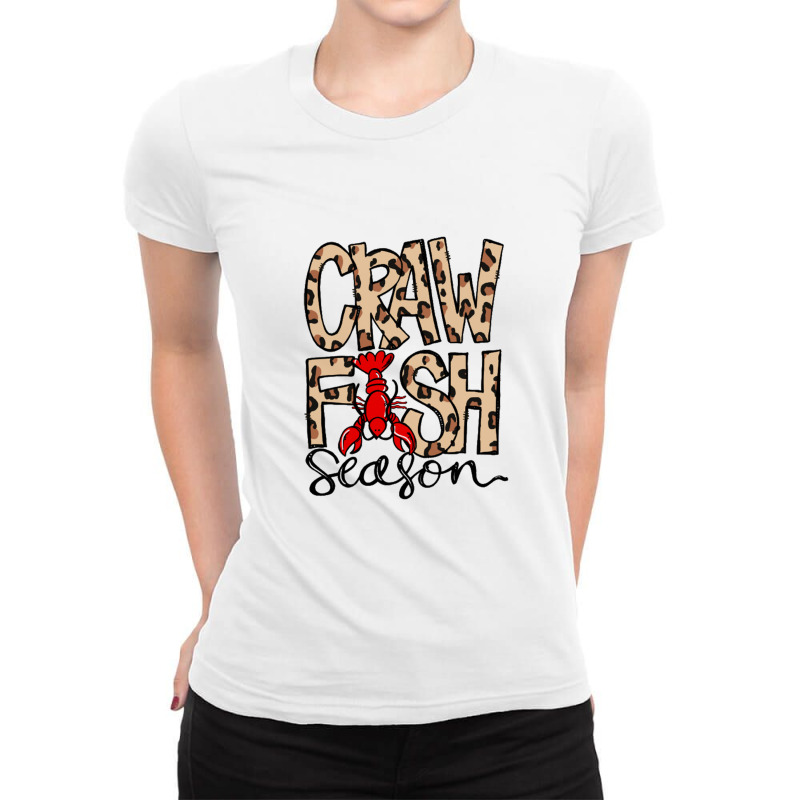 Craw Fish Season Leopard Print Love Crawfishee Ladies Fitted T-Shirt by saterseim | Artistshot