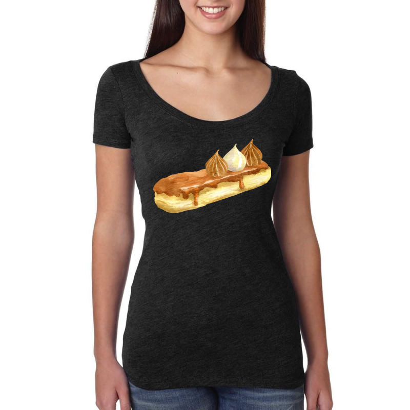 Caramel Eclair T  Shirt Salted Caramel Eclair With Meringue Toppings T Women's Triblend Scoop T-shirt by difficultasian | Artistshot