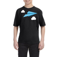 Blue Paper Airplane Paper Plane With White Clouds T Shirt Youth Tee | Artistshot