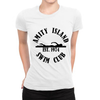 Amity Island Swim Club White Essential Ladies Fitted T-shirt | Artistshot