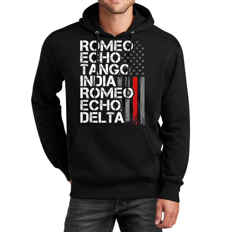 Firefighter Retirement, Thin Red Line Retired Phonetic Code T Shirt Unisex Hoodie | Artistshot