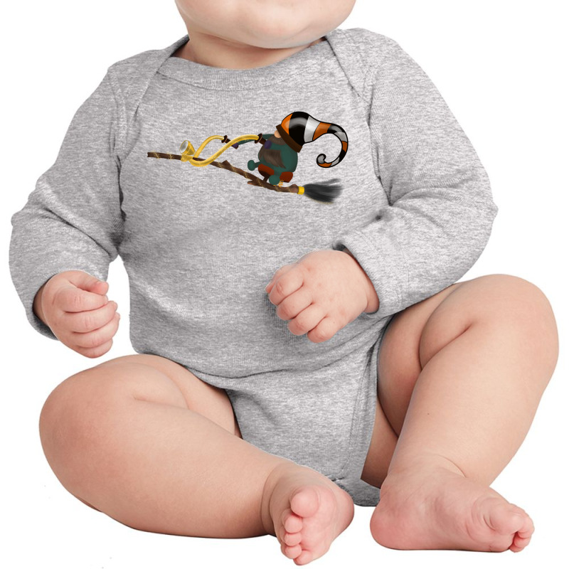 Flying Halloween Gnome Long Sleeve Baby Bodysuit by autlu2024 | Artistshot