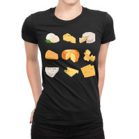 Different Types Of Cheese T  Shirt3 D Cheese Variety    Mozarella, Swi Ladies Fitted T-shirt | Artistshot