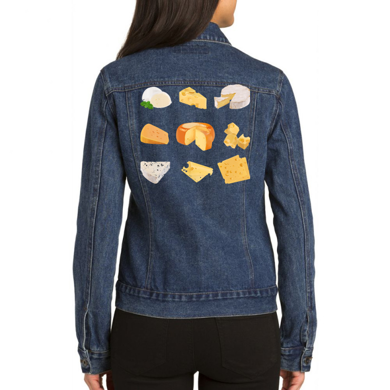 Different Types Of Cheese T  Shirt3 D Cheese Variety    Mozarella, Swi Ladies Denim Jacket by thymeartiste | Artistshot