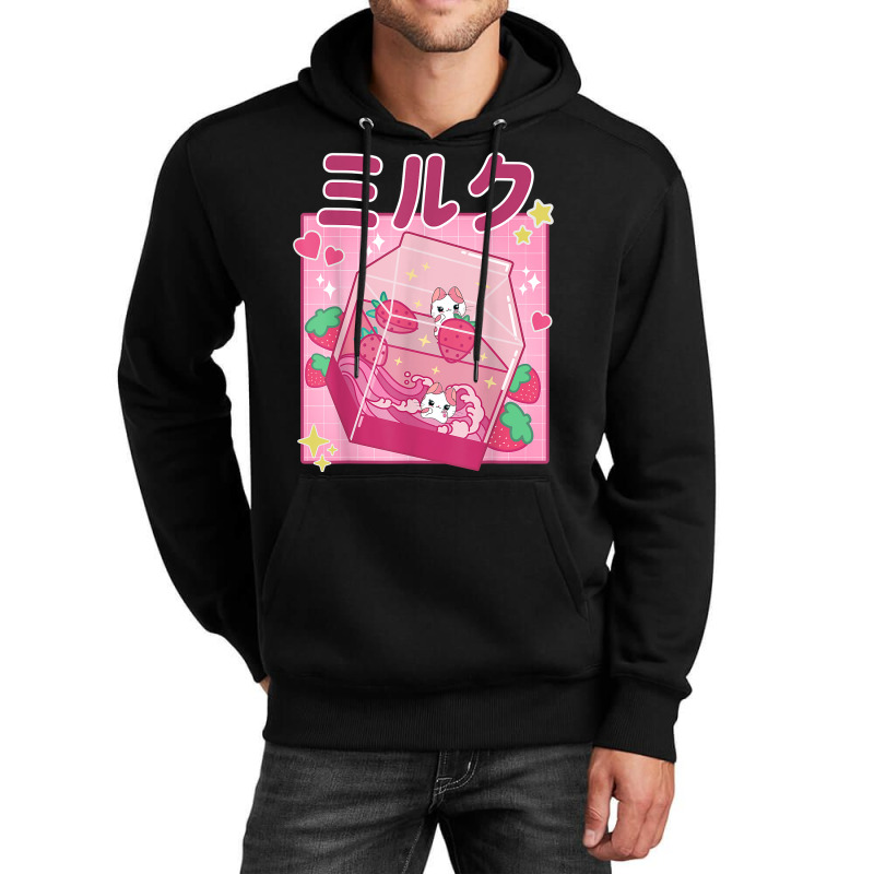 Funny Retro 90s Strawberry Milkshake Carton Kawaii Anime Cat T Shirt Unisex Hoodie by kadrienstang | Artistshot