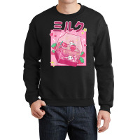 Funny Retro 90s Strawberry Milkshake Carton Kawaii Anime Cat T Shirt Crewneck Sweatshirt | Artistshot