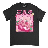 Funny Retro 90s Strawberry Milkshake Carton Kawaii Anime Cat T Shirt Classic T-shirt | Artistshot