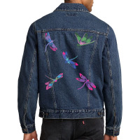 Dragonflies Machine Embroidery T Shirt Men Denim Jacket | Artistshot