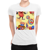 Patriotic Hotdog Ice Cream Donat Ladies Fitted T-shirt | Artistshot