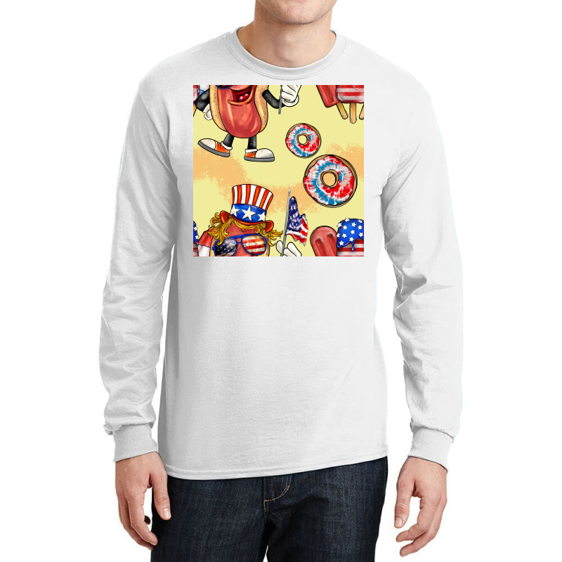 Patriotic Hotdog Ice Cream Donat Long Sleeve Shirts by BundleAndBundleShop | Artistshot