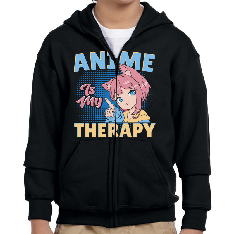 Anime Is My Therapy Youth Zipper Hoodie by AndreaVMShop | Artistshot