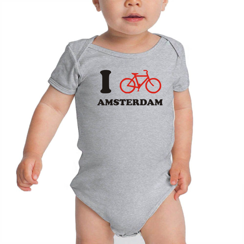 I Love Amsterdam Bicycle Funny Baby Bodysuit by heart eye | Artistshot