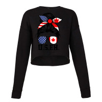 Messy Bun Useh American Canadian Canada Day Mom T Shirt Cropped Sweater | Artistshot