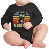 Belgian Malinois Summer Beach Vibe T  Shirt Beach Please Belgian Malin Long Sleeve Baby Bodysuit | Artistshot