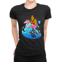 Flamingo Exotic Bird Lover Insect Zoo Animal Butterfly Pink Flamingo Ladies Fitted T-shirt | Artistshot