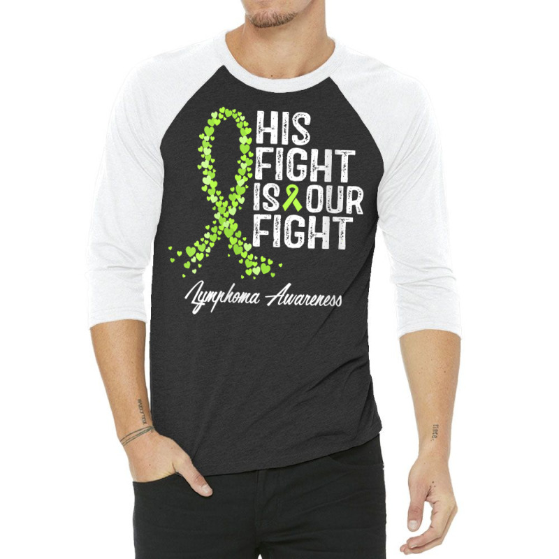 Womens His Fight Is Our Fight Warrior Support Lymphoma Awareness V Nec 3/4 Sleeve Shirt | Artistshot