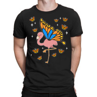 Flamingo Fantasy Butterfly Exotic Bird Animal Insect Pink Flamingo T-shirt | Artistshot