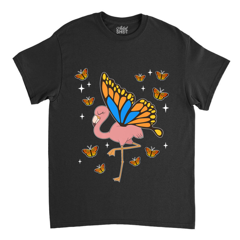 Flamingo Fantasy Butterfly Exotic Bird Animal Insect Pink Flamingo Classic T-shirt by criticizematter | Artistshot