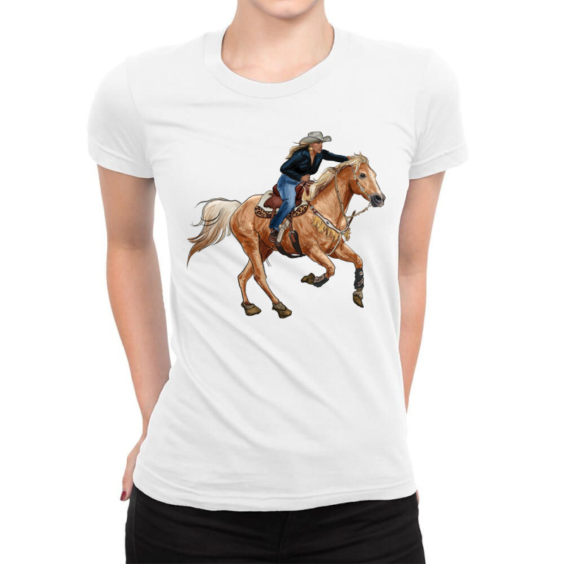 Horse Body With Cowgirl Ladies Fitted T-Shirt by RanaPortraitStore | Artistshot