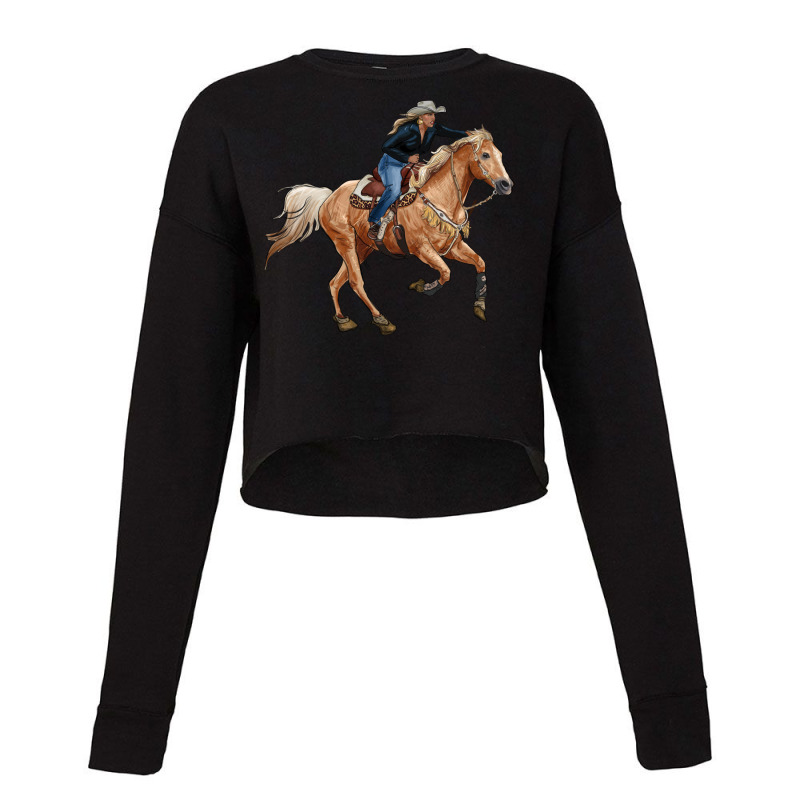 Horse Body With Cowgirl Cropped Sweater by RanaPortraitStore | Artistshot