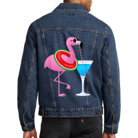 Flamingo Flamingo Drink Hello Summer Time Funny For Kids Men Denim Jacket | Artistshot