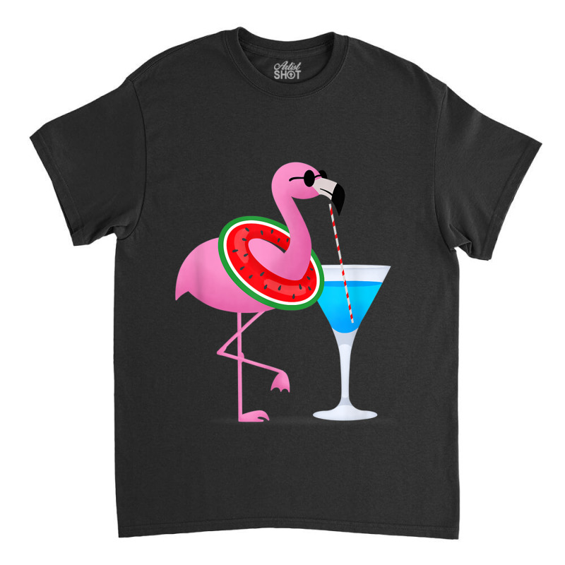 Flamingo Flamingo Drink Hello Summer Time Funny For Kids Classic T-shirt by criticizematter | Artistshot