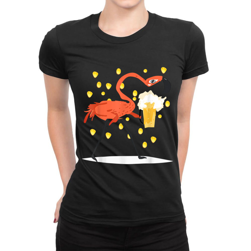 Flamingo Flamingo Drinks Beer Beer Lover Beer Day Ladies Fitted T-Shirt by criticizematter | Artistshot