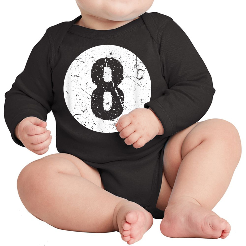 Vintage Faded 8 Ball Billiards Player Design T Shirt Long Sleeve Baby Bodysuit | Artistshot