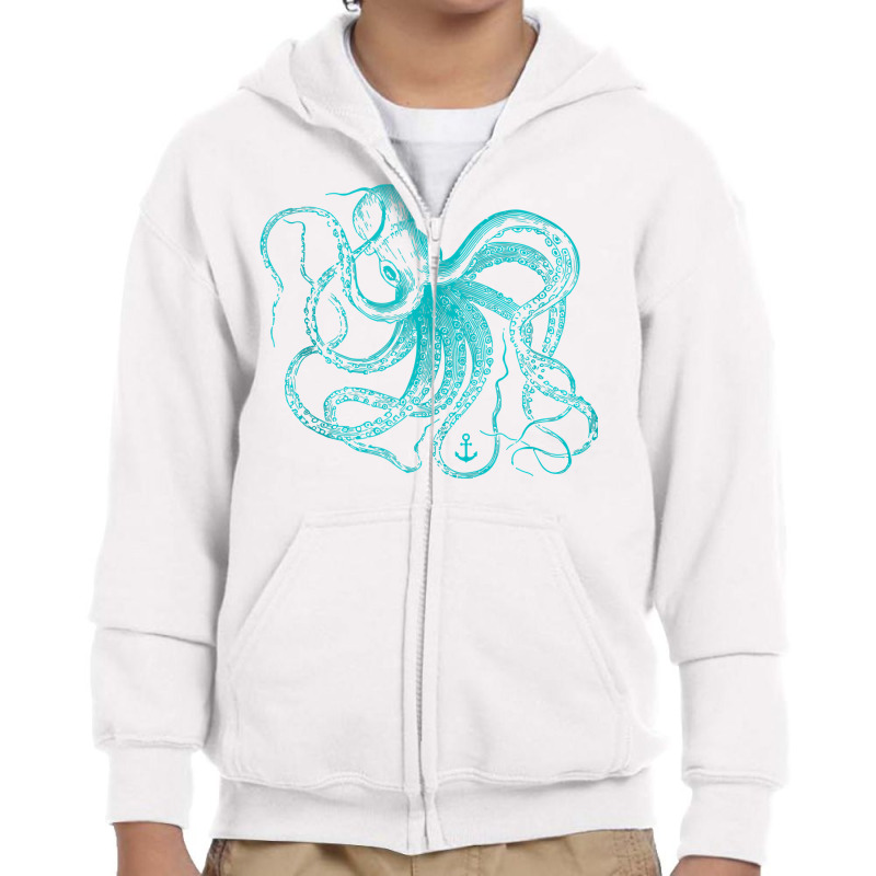 Vintage Octopus Cool Retro Marine Biologist Ocean Sea Life Tank Top Youth Zipper Hoodie | Artistshot