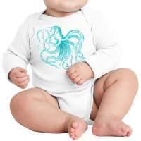 Vintage Octopus Cool Retro Marine Biologist Ocean Sea Life Tank Top Long Sleeve Baby Bodysuit | Artistshot