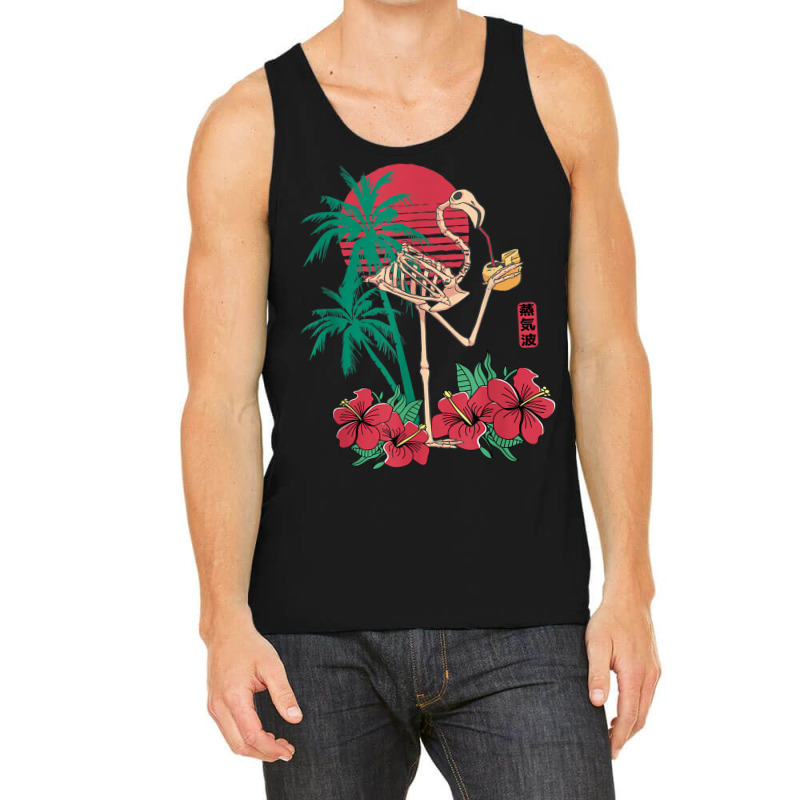 Flamingo Flamingo Skeleton Flower Retro Funny Crazy Drinking Flamingo Tank Top by criticizematter | Artistshot