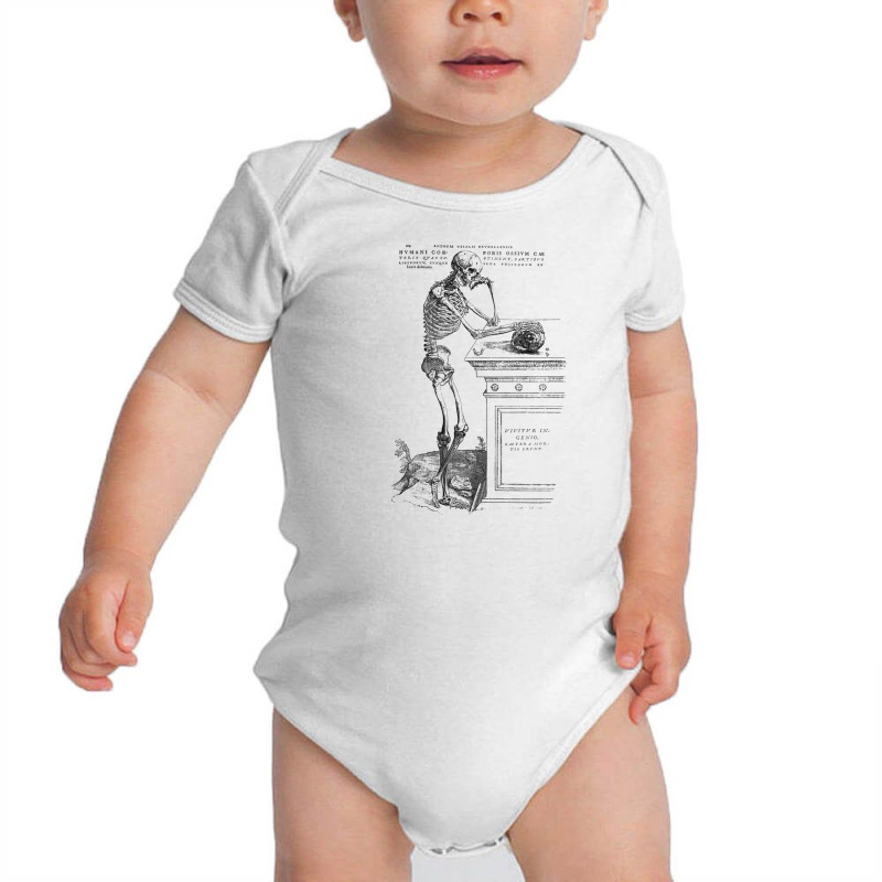 Pondering Skeleton Baby Bodysuit | Artistshot