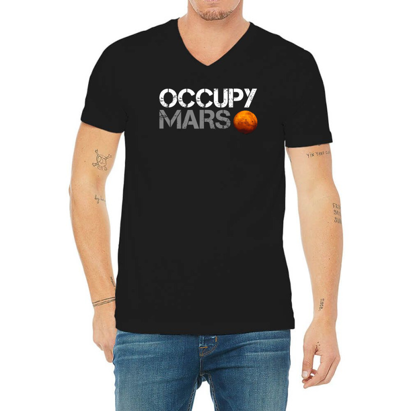 Elon Musk Occupy Mars V-neck Tee | Artistshot