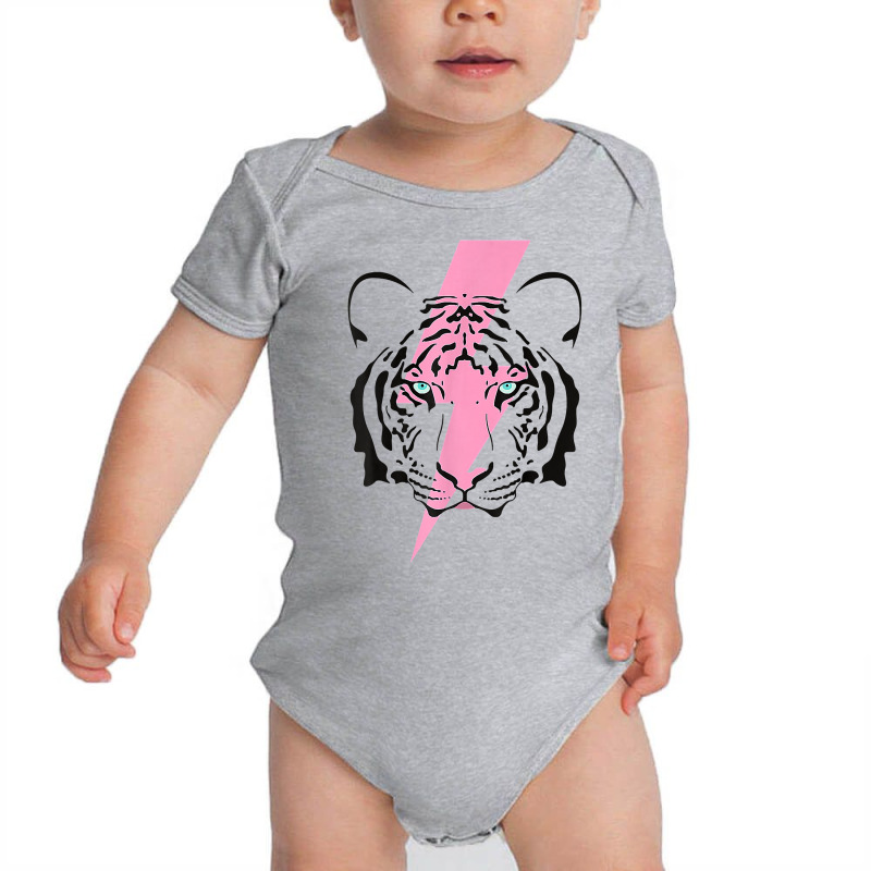 Tiger And Hot Pink Lightning Bolt T Shirt Baby Bodysuit by hutchisongruda | Artistshot