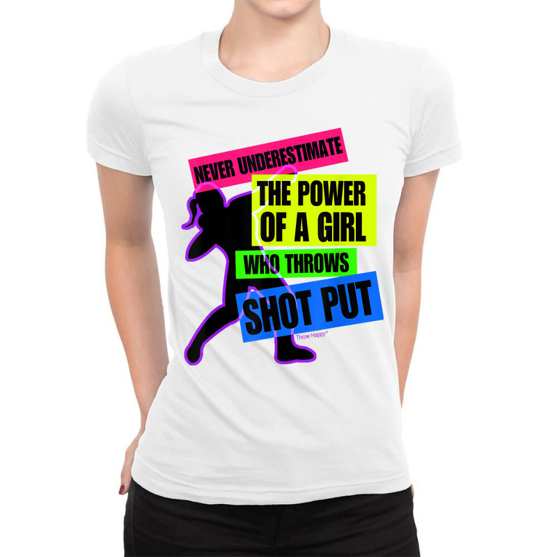 Track And Field Girl Power Shot Put Thrower T Shirt Ladies Fitted T-Shirt by hutchisongruda | Artistshot