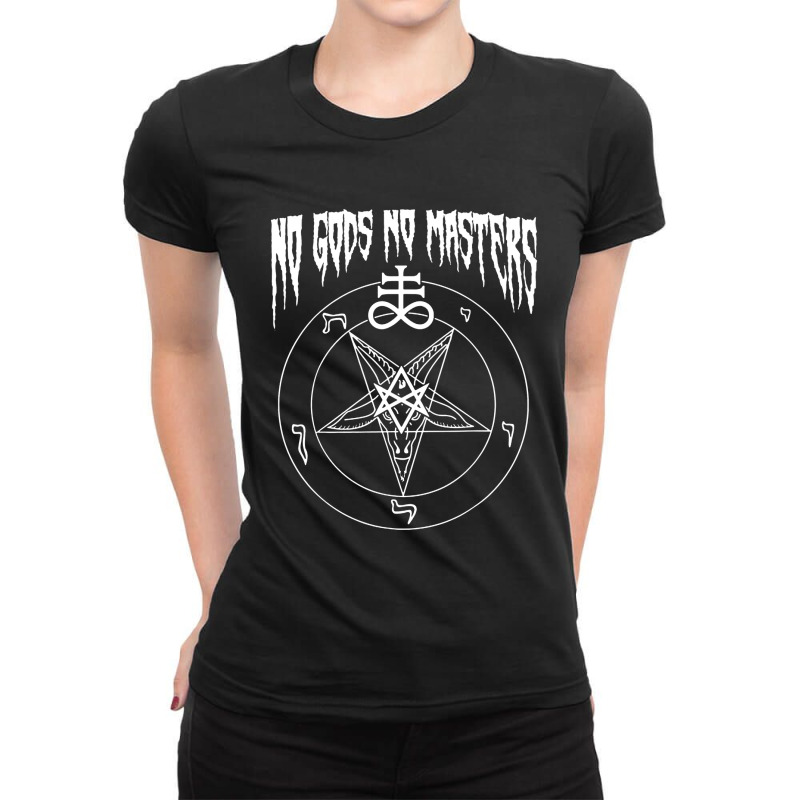 No Gods No Masters Satanic Devil Ladies Fitted T-Shirt by Agus w | Artistshot