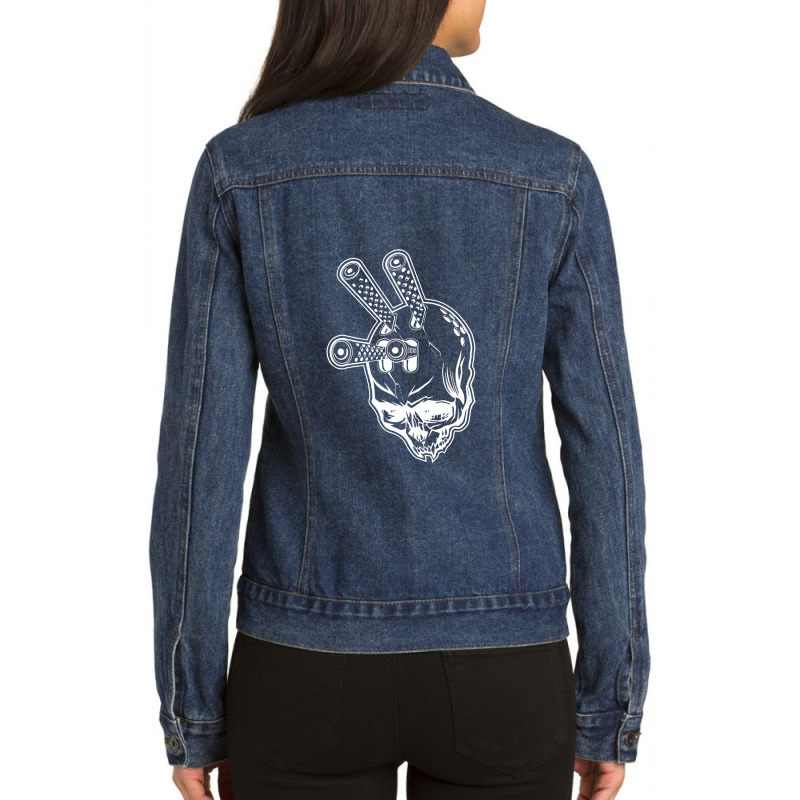 #machine #gun #skull Ladies Denim Jacket by Rozy4Tee | Artistshot