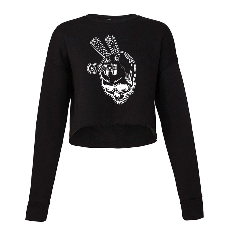 #machine #gun #skull Cropped Sweater by Rozy4Tee | Artistshot