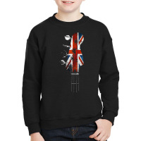 Guitar Bass Guitar Headstock Uk Flag Union Jack For Bassist Youth Sweatshirt | Artistshot