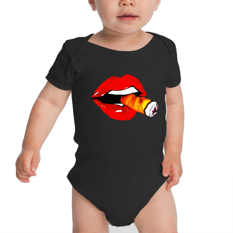 Women Smoke Cuban Cigar Lit Red Lips Smokings Baby Bodysuit by Agus w | Artistshot