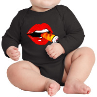 Women Smoke Cuban Cigar Lit Red Lips Smokings Long Sleeve Baby Bodysuit | Artistshot