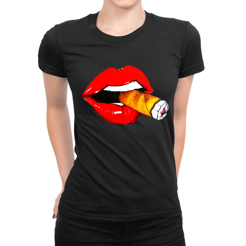 Women Smoke Cuban Cigar Ladies Fitted T-Shirt by Agus w | Artistshot