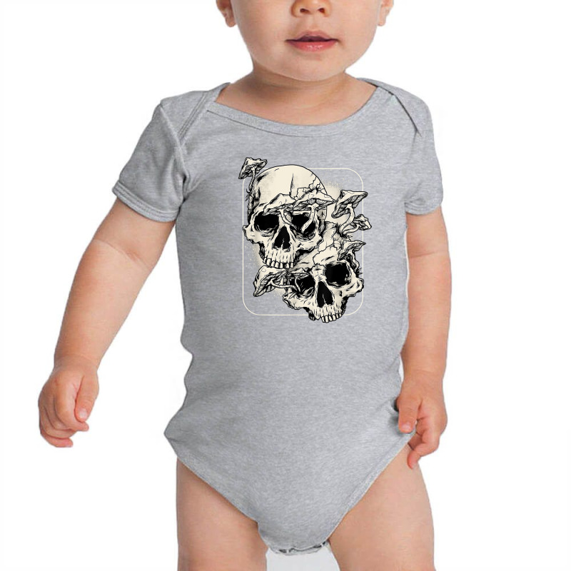 Skull Morel Mushrooms Mycologist Goth Mushroom Art T Shirt Baby Bodysuit by sav.anzoey | Artistshot