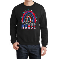 Nurse Cool Patriotic Oncology Nurse Usa Flag Rainbow 4th Of July Crewneck Sweatshirt | Artistshot