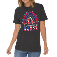 Nurse Cool Patriotic Oncology Nurse Usa Flag Rainbow 4th Of July Vintage T-shirt | Artistshot