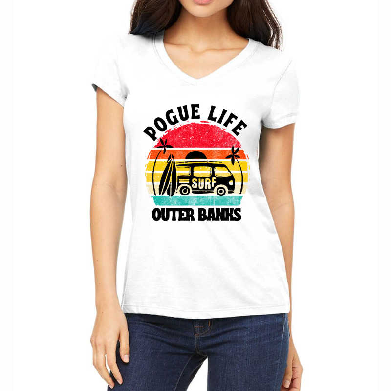 Vintage Art Pogue Life Outer Banks Women's V-Neck T-Shirt by Cool Design | Artistshot