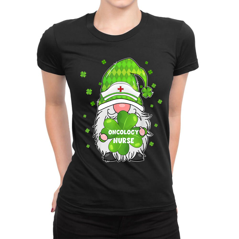 Nurse Funny Gnome With Shamrock Oncology Nurse St Patricks Day Ladies Fitted T-Shirt by urethrapricey | Artistshot